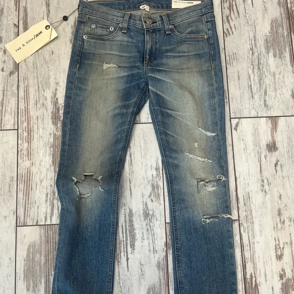 Rag & Bone Distressed Cropped Jeans Raw Hem Size 25 NWT - Picture 2 of 16